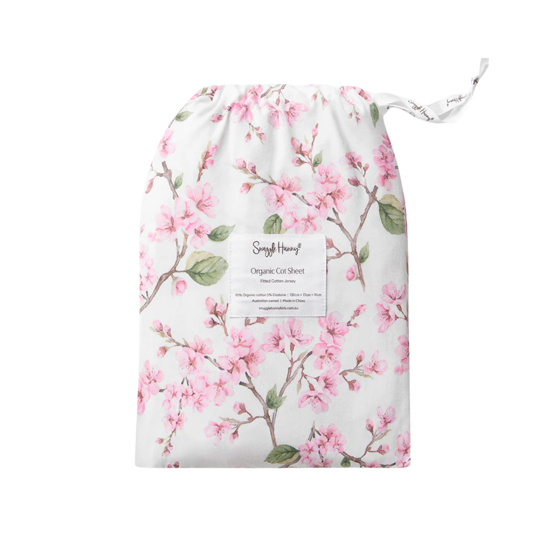 SNUGGLE HUNNY CHERRY BLOSSOM FITTED COT SHEET