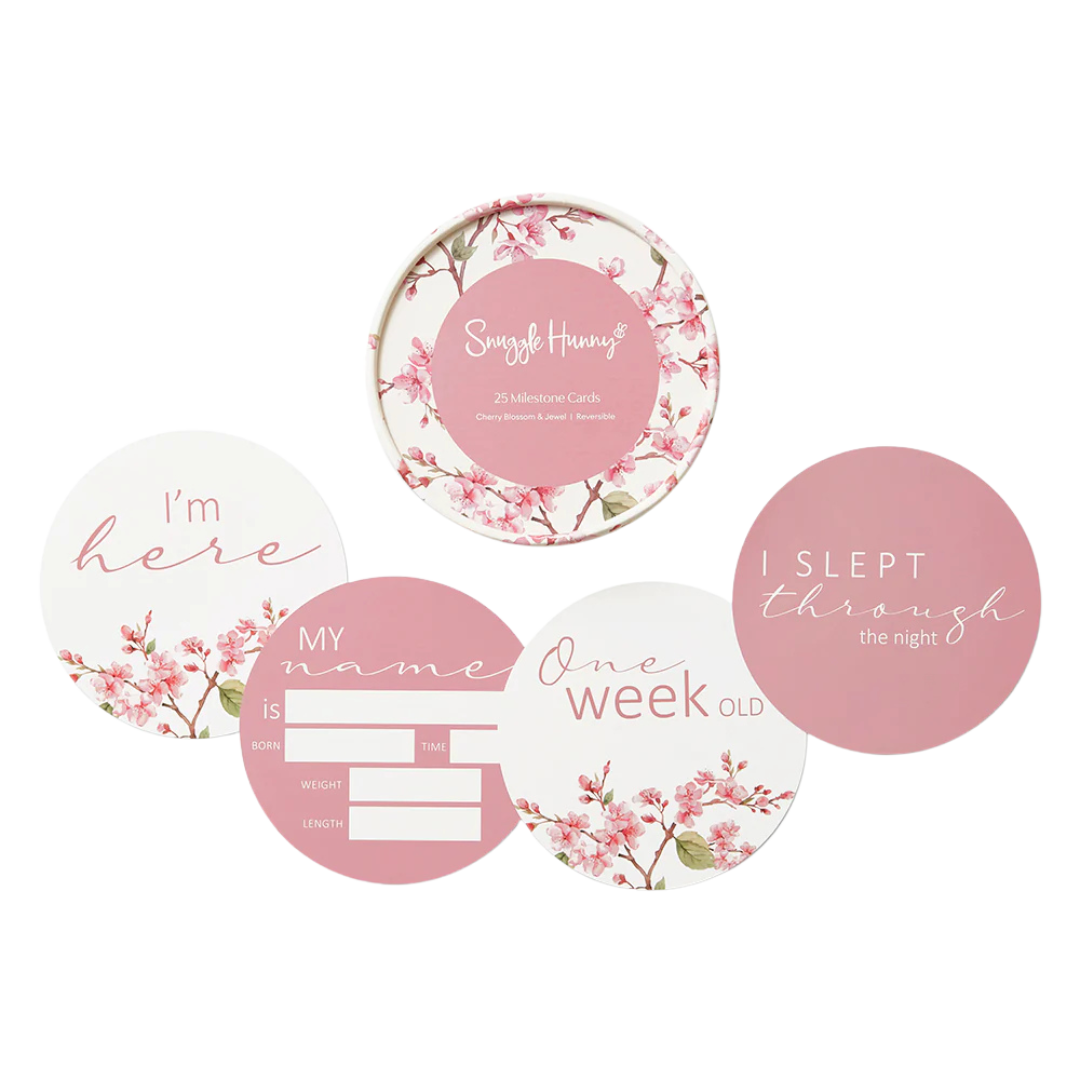SNUGGLE HUNNY CHERRY BLOSSOM & JEWEL REVERSIBLE MILESTONE CARDS