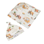 SNUGGLE HUNNY DIGGERS & TRACTORS JERSEY WRAP & BEANIE SET