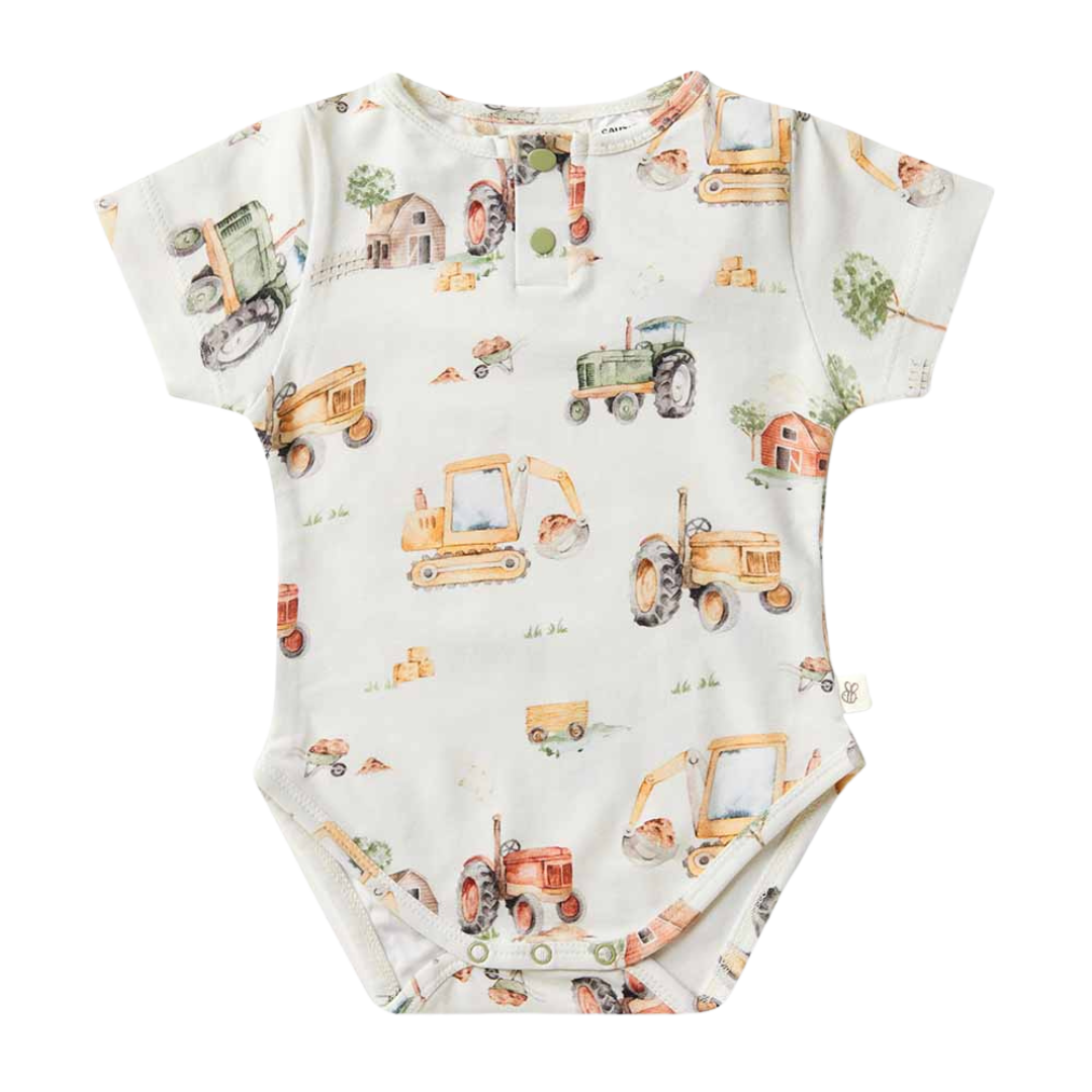 SNUGGLE HUNNY DIGGERS & TRACTORS SHORT SLEEVE BODYSUIT