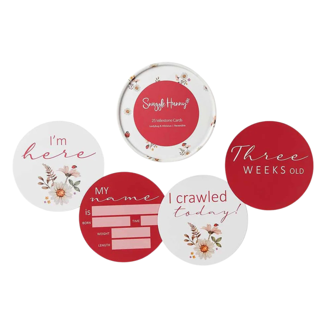 SNUGGLE HUNNY KIDS LADYBUG & HIBISCUS REVERSIBLE MILESTONE CARDS