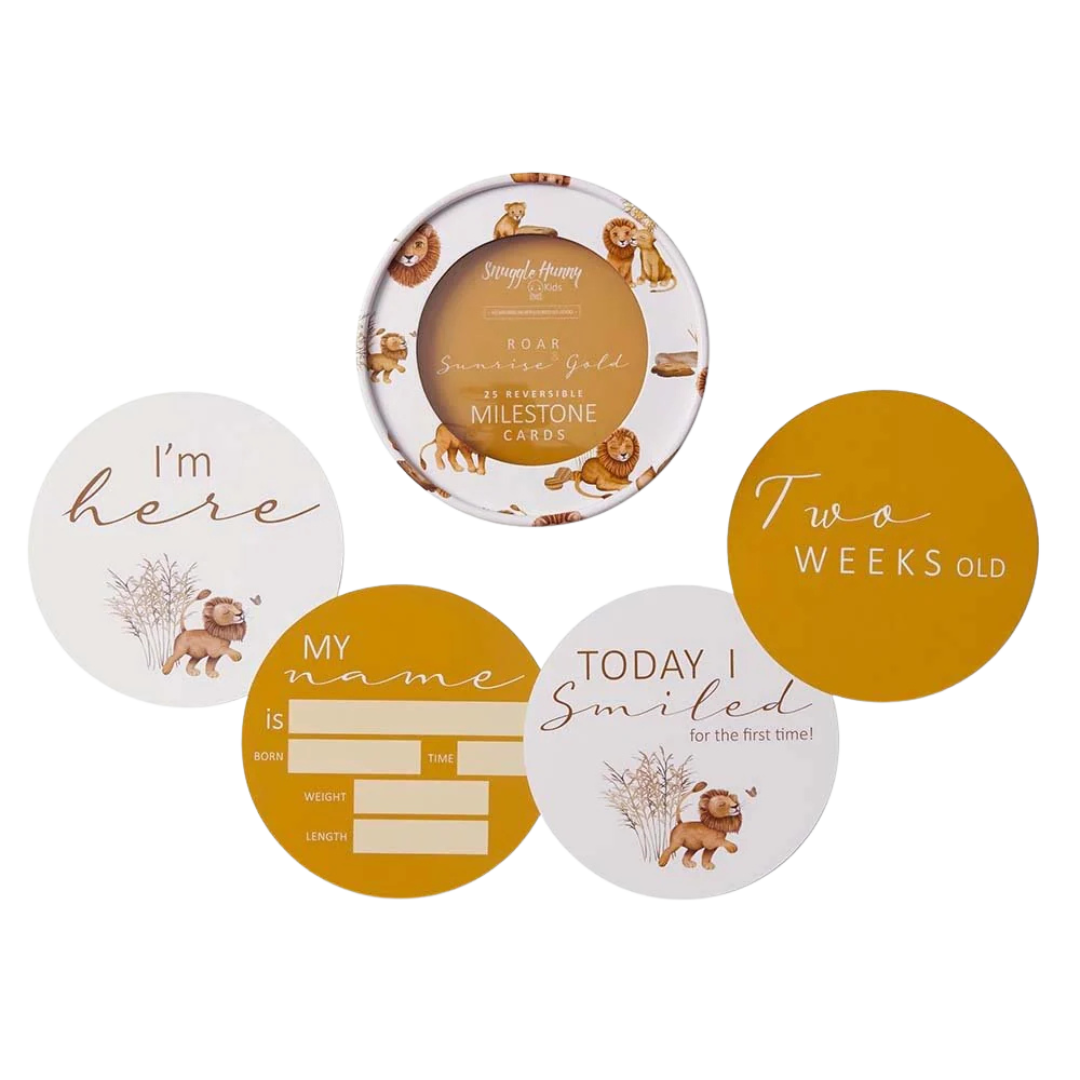 SNUGGLE HUNNY REVERSIBLE MILESTONE CARDS - LION & SUNRISE