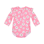 TOSHI SWIM ONESIE LONG SLEEVE RIPPLE DAISY WATERMELON