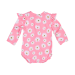 TOSHI SWIM ONESIE LONG SLEEVE RIPPLE DAISY WATERMELON
