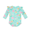 TOSHI SWIM ONESIE LONG SLEEVE RIPPLE WARATAH MINT