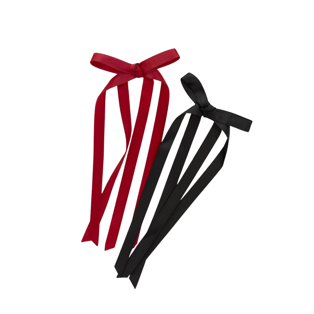 CINNAMON BABY BLACK / CRIMSON BOW SET