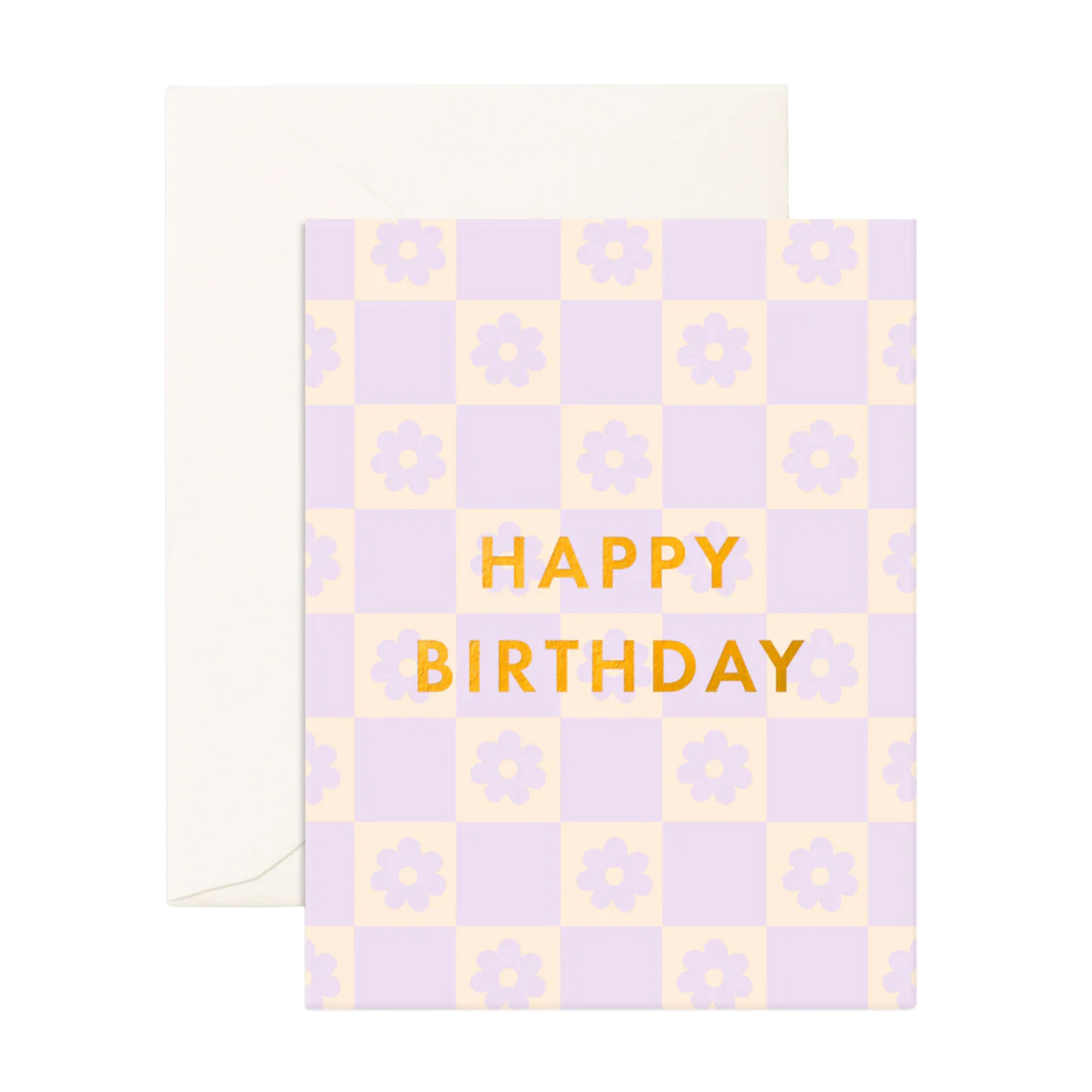 FOX & FALLOW BIRTHDAY LILAC DAISY GRID GREETING CARD