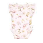 SNUGGLE HUNNY BOOTS & BOWS SHORT SLEEVE BODYSUIT WITH FRILL
