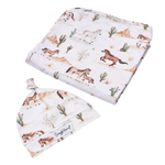 SNUGGLE HUNNY WILD HORSES JERSEY WRAP & BEANIE SET