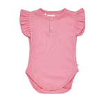 SNUGGLE HUNNY CANDY RIB SHORT SLEEVE BODYSUIT WITH FRILL