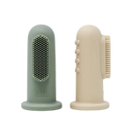 MUSHIE FINGER TOOTHBRUSH 2 PACK - SHIFTING SAND AND CAMBRIDGE BLUE