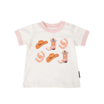 RINGERS WESTERN CROSS MY BOOTS BABIES RINGER T-SHIRT - BONE/DUSTY PINK