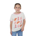 RINGERS WESTERN CROSS MY BOOTS GIRLS RINGER T-SHIRT - BONE/DUSTY PINK