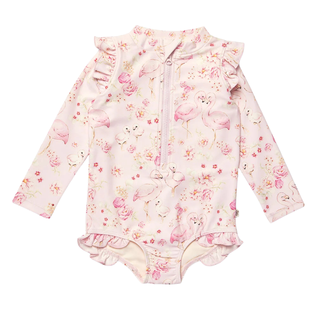 SNUGGLE HUNNY FLAMINGOS FRILL SWIMSUIT