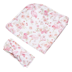 SNUGGLE HUNNY FLAMINGOS JERSEY WRAP & TOPKNOT SET