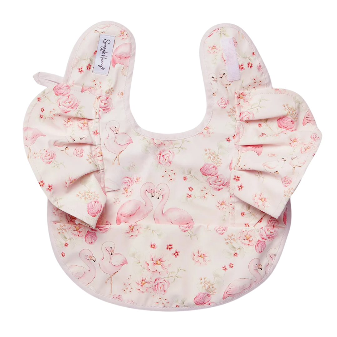 SNUGGE HUNNY FLAMINGOS FRILL SNUGGLE BIB