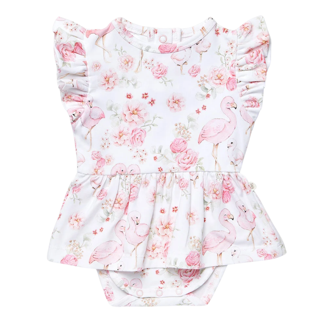 SNUGGLE HUNNY FLAMINGOS SHORT SLEEVE DRESS