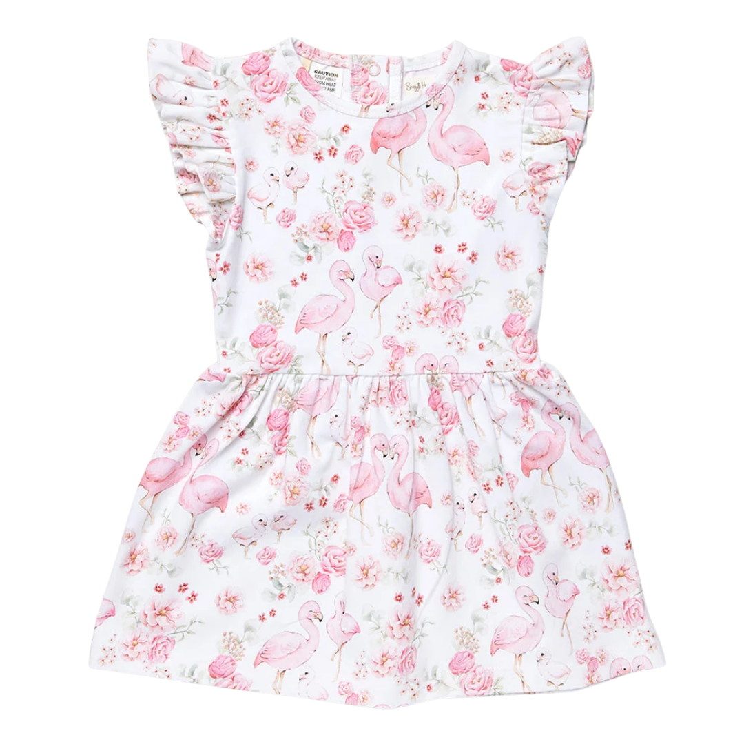 SNUGGLE HUNNY FLAMINGOS SHORT SLEEVE DRESS
