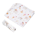 SNUGGLE HUNNY ICE CREAMS JERSEY WRAP & TOPKNOT SET