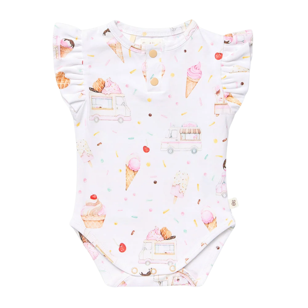 SNUGGLE HUNNY ICE CREAMS SHORT SLEEVE BODYSUIT WITH FRILL