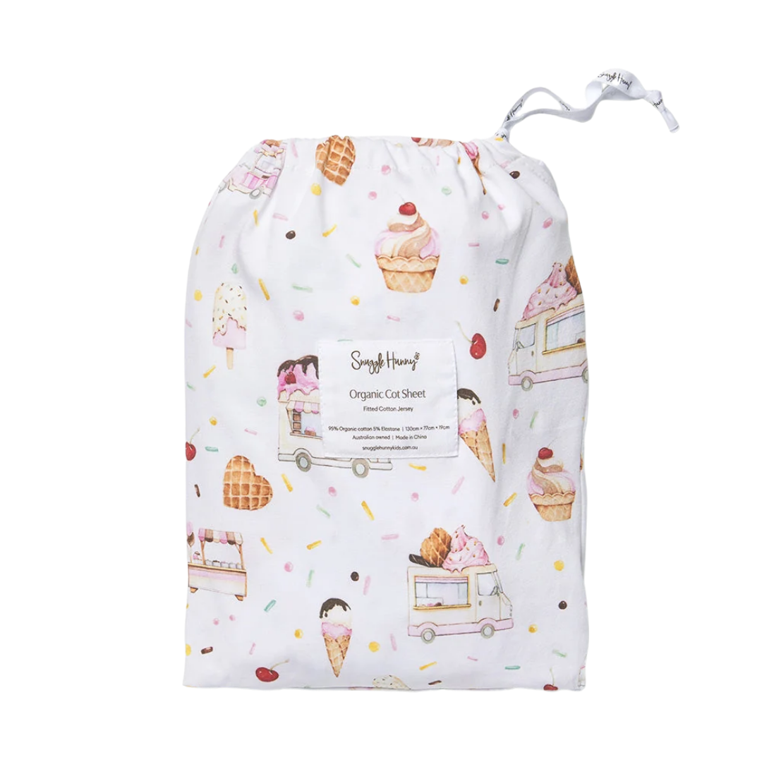 SNUGGLE HUNNY ICE CREAMS FITTED COT SHEET