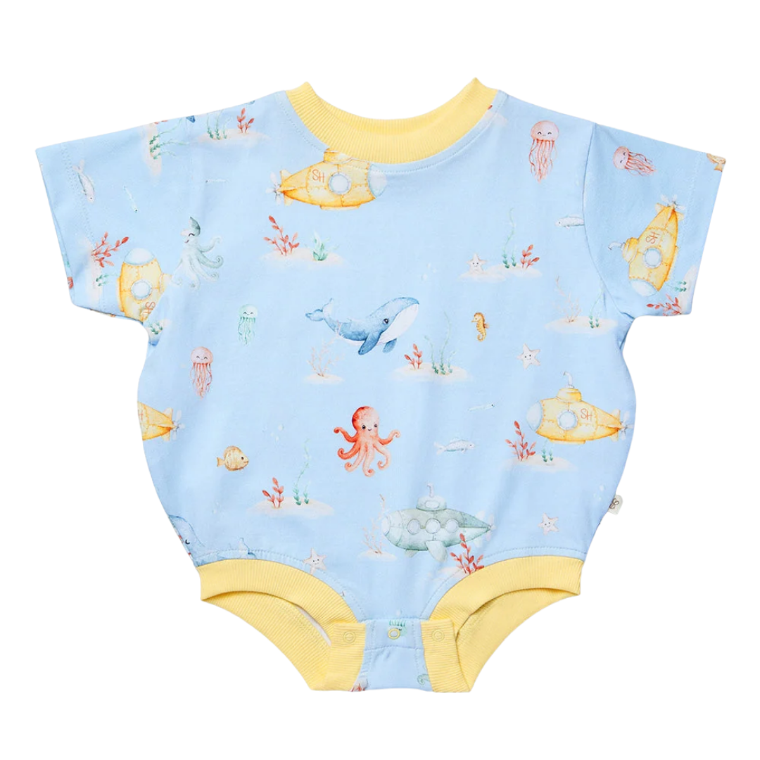 SNUGGLE HUNNY BLUE LITTLE SUBS OVERSIZED ROMPER