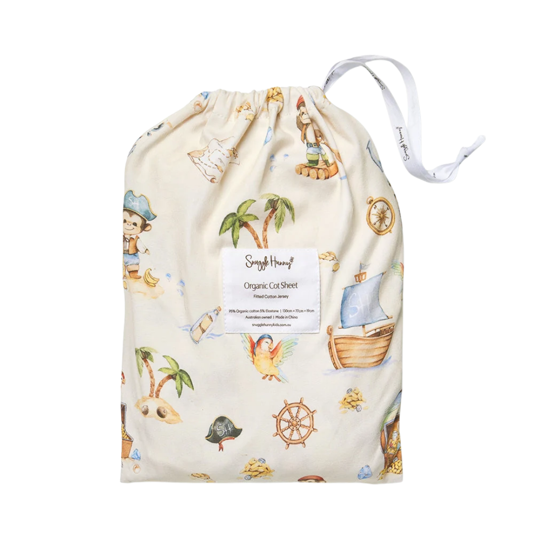SNUGGLE HUNNY TREASURE ISLAND FITTED COT SHEET