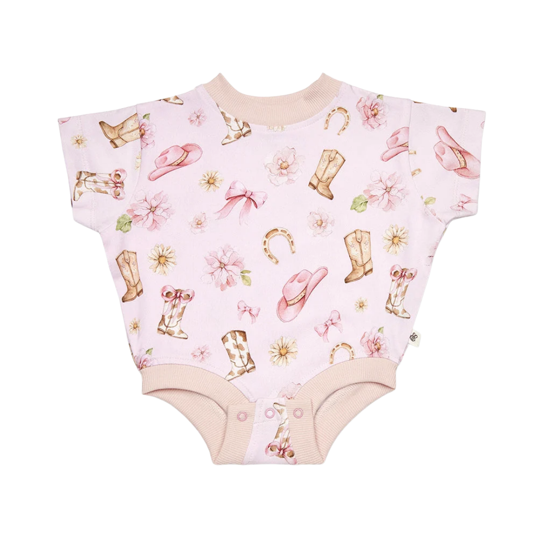 SNUGGLE HUNNY BOOTS & BOWS OVERSIZED ROMPER