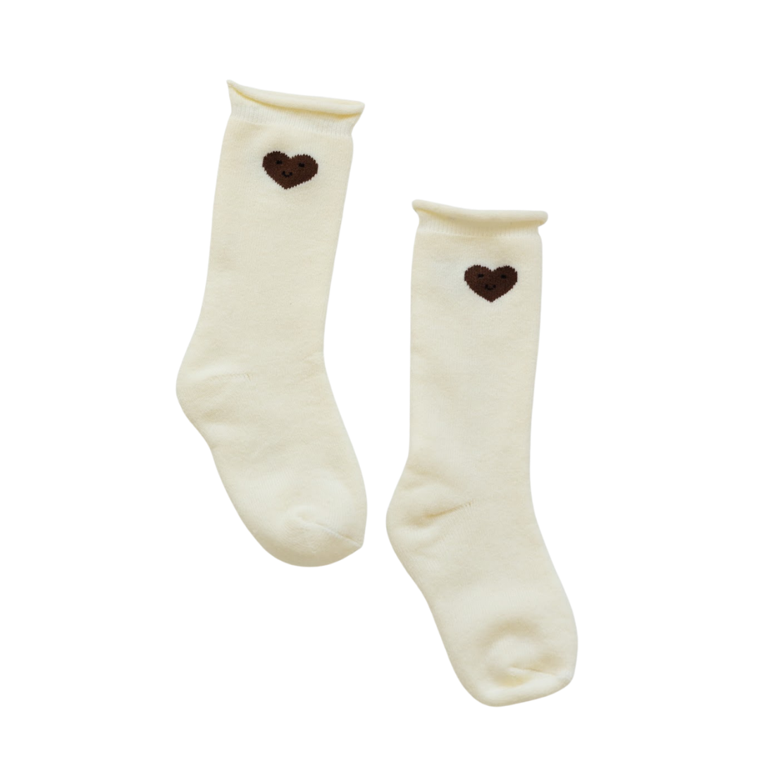 BY GEE COTTON MINI SLOUCH SOCK - BROWN HEART