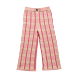 BY GEE COTTON CHECK KNIT PANTS - PEONY