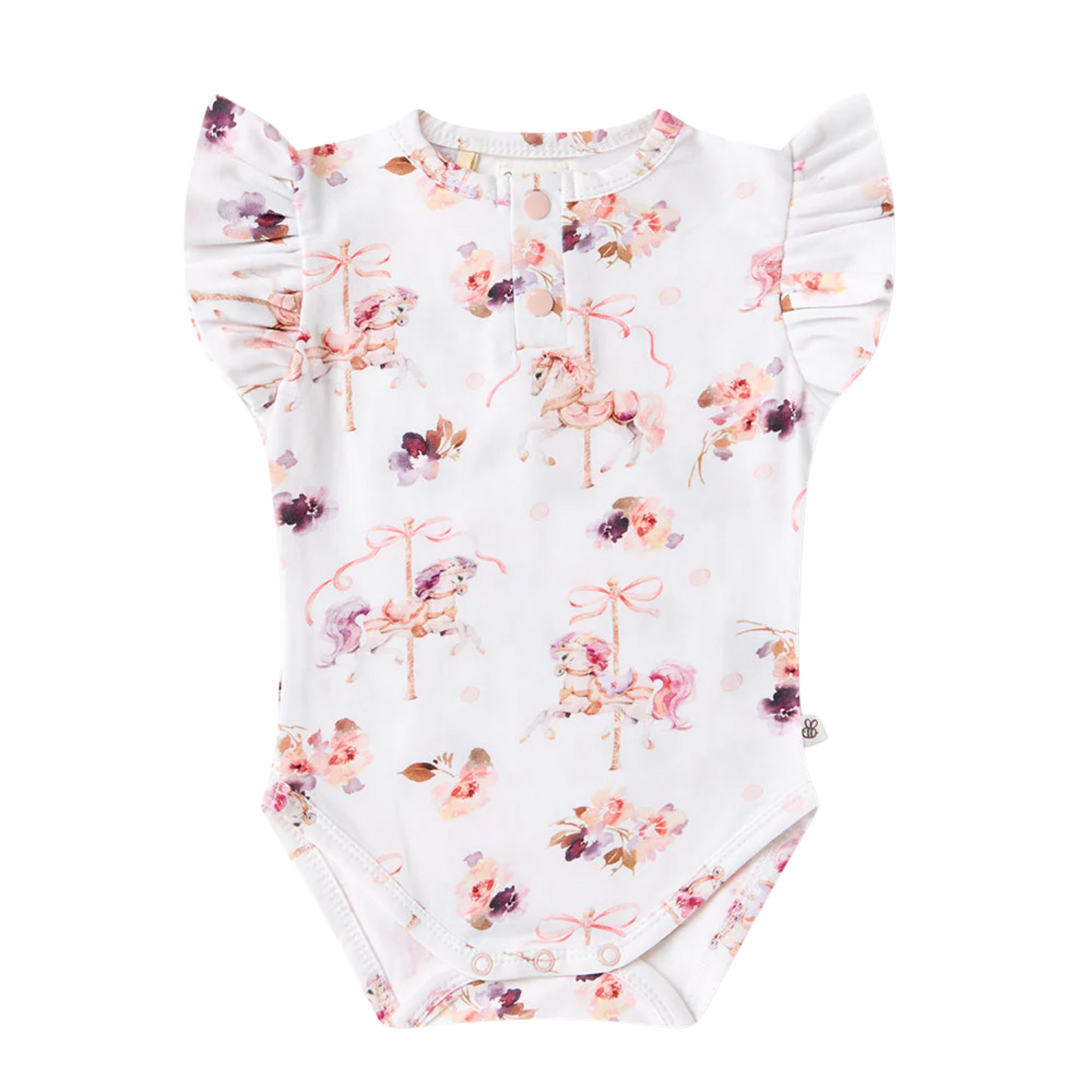 SNUGGLE HUNNY CAROUSEL SHORT SLEEVE BODYSUIT WITH FRILL