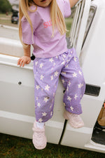 SUNDAY SIBLINGS DUSTY STAR PANTS - PURPLE GINGHAM (PRE-ORDER)