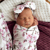 SNUGGLE HUNNY CHERRY BLOSSOM JERSEY WRAP & TOPKNOT SET