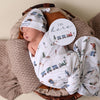 SNUGGLE HUNNY TRAINS ORGANIC JERSEY WRAP & BEANIE SET