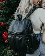 OIOI SIGNATURE NAPPY BACKPACK - BLACK DIMPLE VEGAN LEATHER