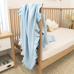 SNUGGLE HUNNY BABY BLUE RUFFLE KNIT BABY BLANKET