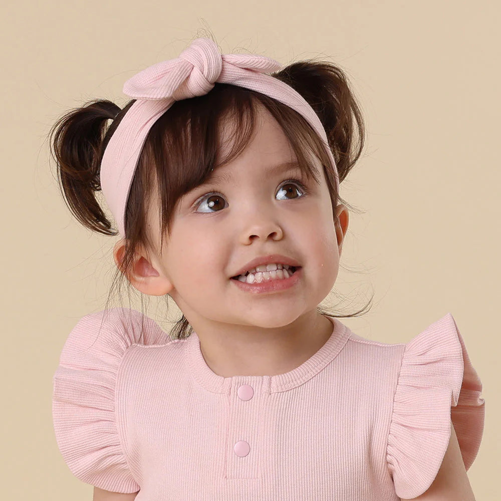 SNUGGLE HUNNY RIBBED BABY PINK TOPKNOT