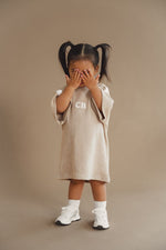 CINNAMON BABY TERRY TRACK DRESS - OAK