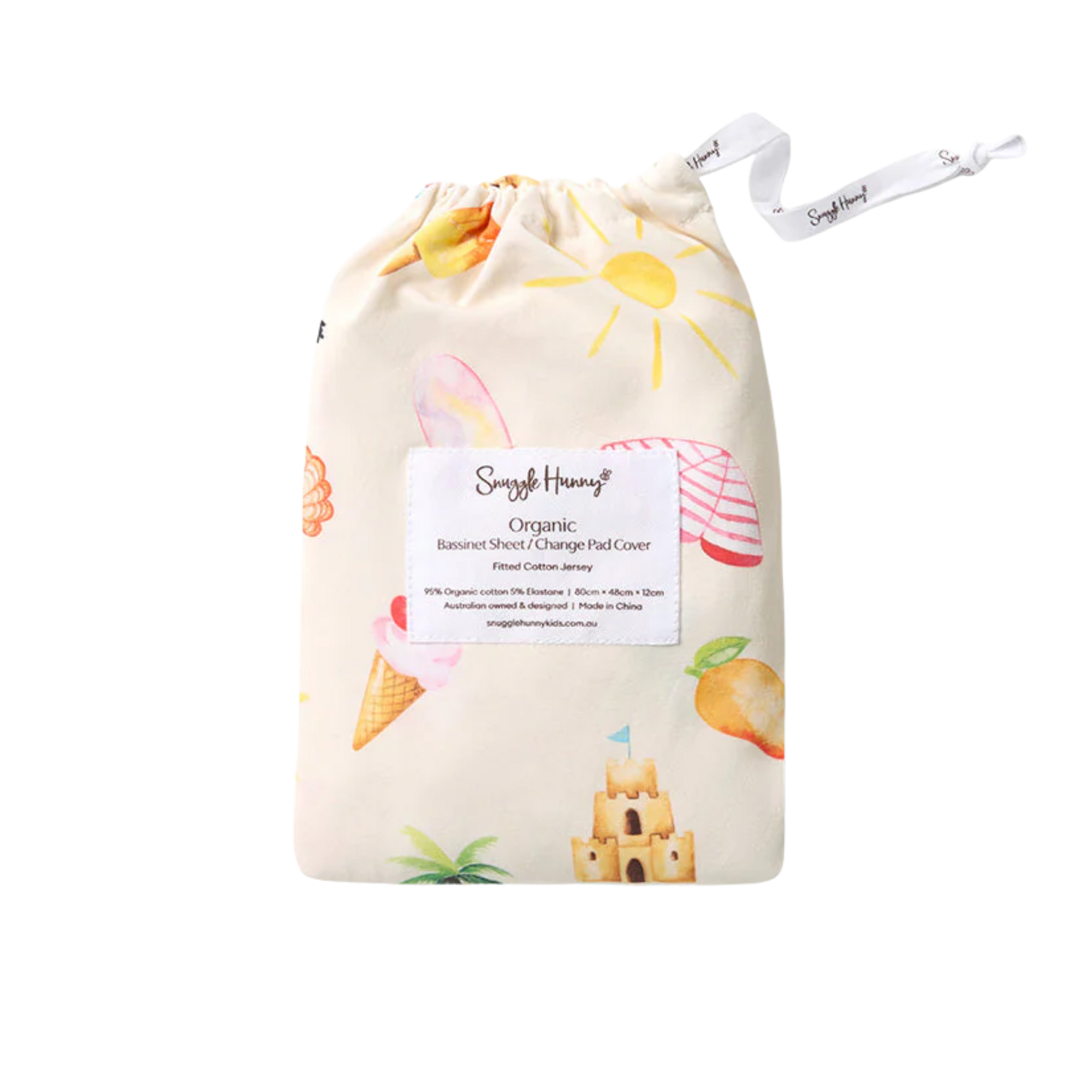 SNUGGLE HUNNY BEACH FUN BASSINET SHEET / CHANGE PAD COVER