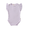 SNUGGLE HUNNY LAVENDER SHORT SLEEVE ORGANIC BODYSUIT WITH FRILL