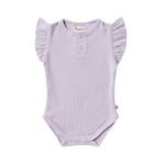 SNUGGLE HUNNY LAVENDER SHORT SLEEVE ORGANIC BODYSUIT WITH FRILL