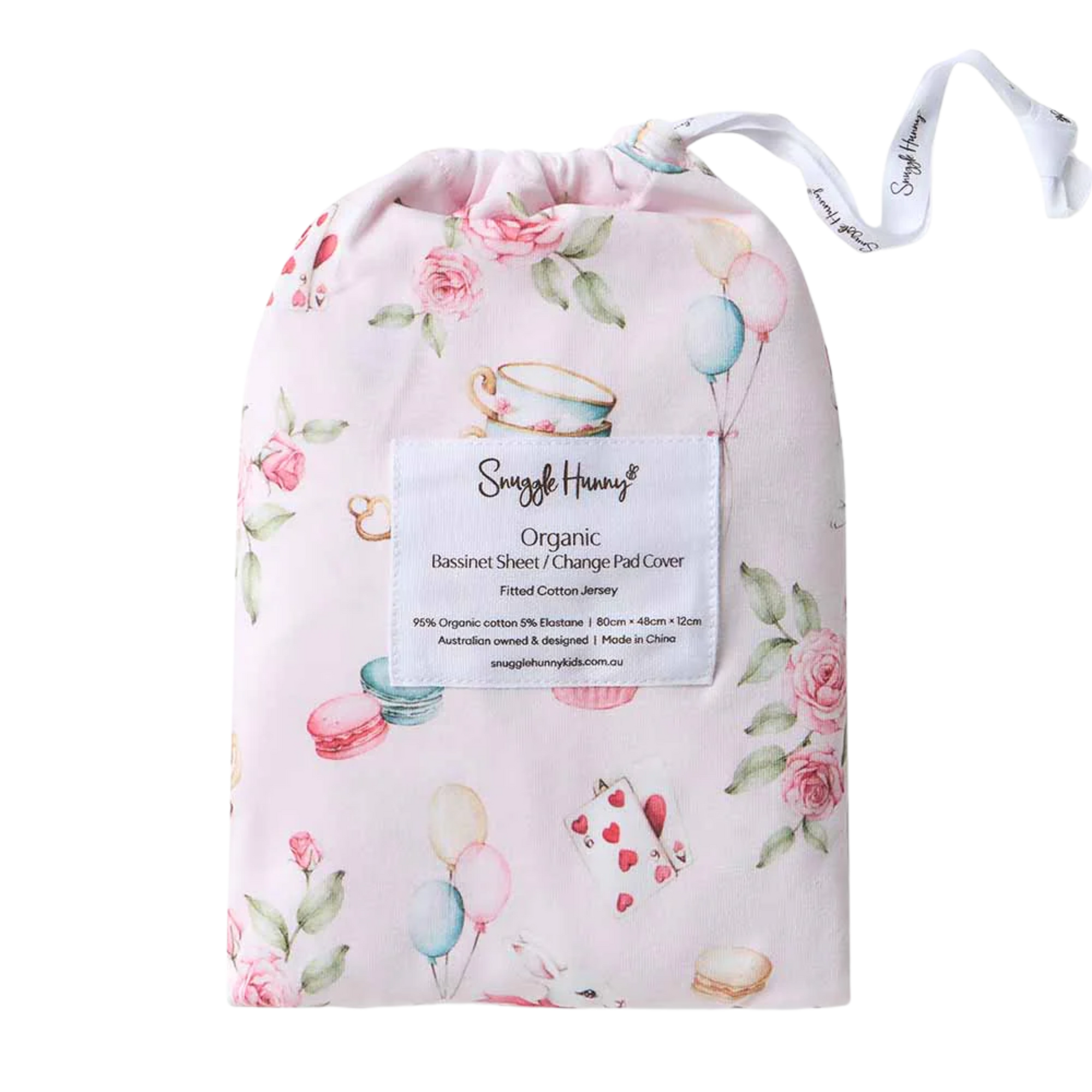 SNUGGLE HUNNY ALICE'S TEA PARTY BASSINET SHEET / CHANGE PAD COVER