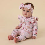 SNUGGLE HUNNY BIRDS & BLOOMS SNUGGLESUIT CONVERTIBLE ROMPER WITH FRILL
