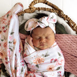SNUGGLE HUNNY BIRDS & BLOOMS JERSEY WRAP & TOPKNOT SET