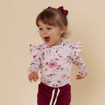 SNUGGLE HUNNY BIRDS & BLOOMS LONG SLEEVE BODYSUIT WITH FRILL
