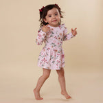 SNUGGLE HUNNY BIRDS & BLOOMS LONG SLEEVE DRESS
