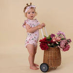 SNUGGLE HUNNY BIRDS & BLOOMS SHORT SLEEVE BODYSUIT WITH FRILL