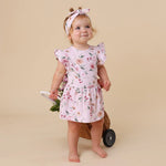 SNUGGLE HUNNY BIRDS & BLOOMS SHORT SLEEVE DRESS