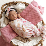 SNUGGLE HUNNY BOOTS & BOWS JERSEY WRAP & TOPKNOT SET
