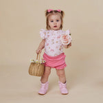 SNUGGLE HUNNY BOOTS & BOWS SHORT SLEEVE BODYSUIT WITH FRILL